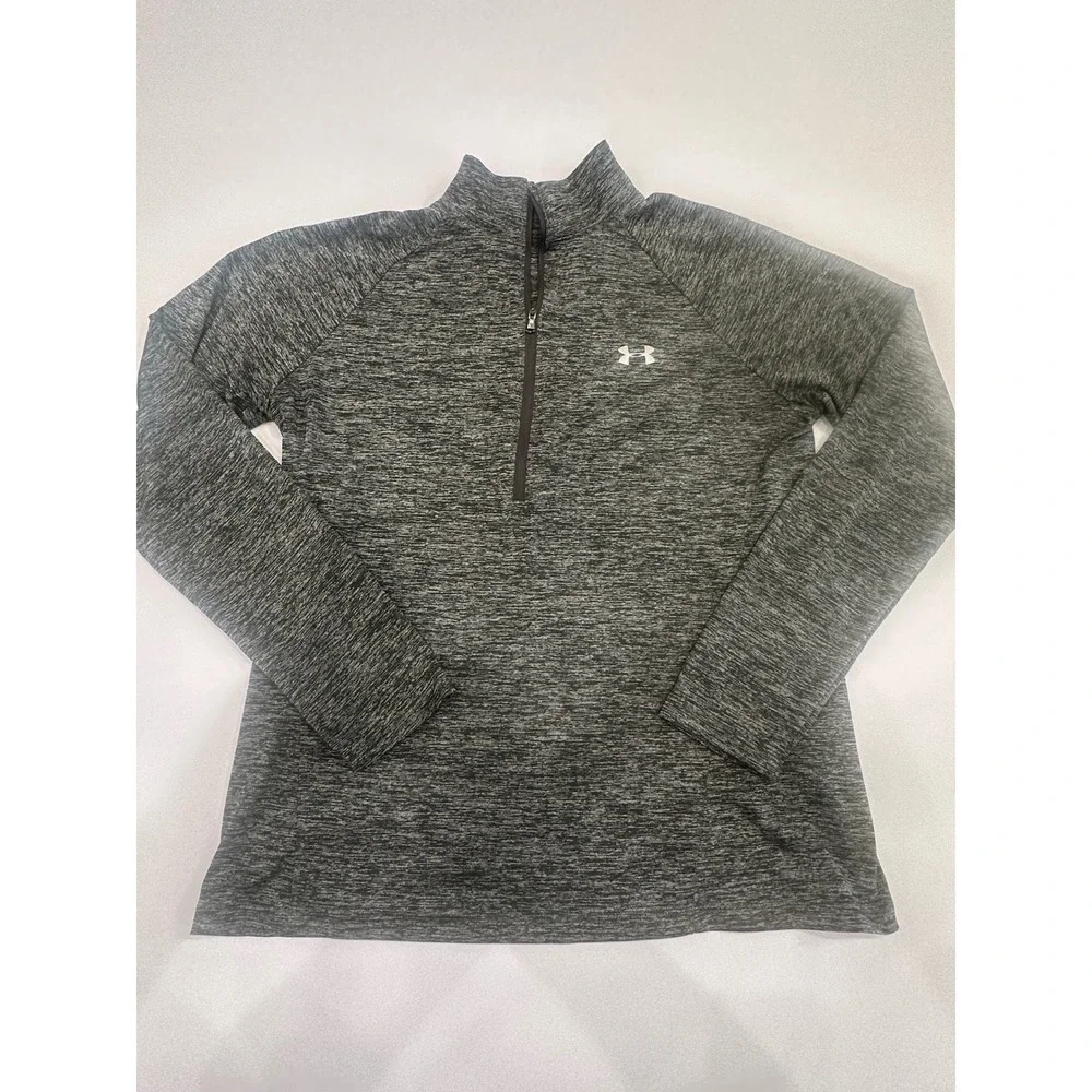 Under Armour Women Tech Twist 1/4 Zip Pullover Gray Space Dye Activewear Large